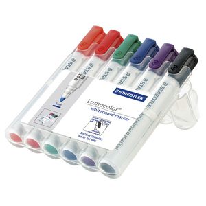 Staedtler 351 Whiteboard Markers Bullet Tip Assorted 6 Pack