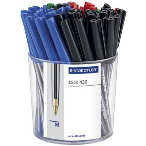 Staedtler Stick 430 Ballpoint Pens Assorted Colours 50 Pack