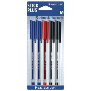 Staedtler Stick 432 Plus Ballpoint Pens Assorted 5 Pack