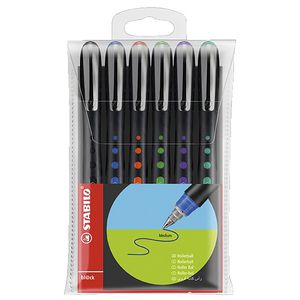 Stabilo Black Rollerball Pens Assorted 6 Pack