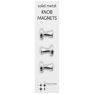 Three By Three Knob Magnets Chrome 3 Pack