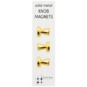 Three By Three Knob Magnets Gold 3 Pack