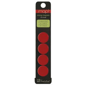 Three By Three Snap! Strong Small Magnets Red 4 Pack