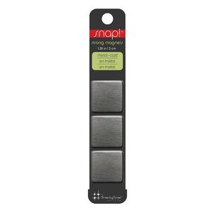 Three By Three Snap! Large Square Magnets Silver 3 Pack