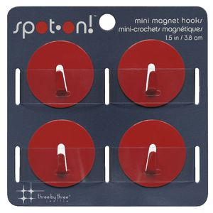 Three By Three Mini Magnet Hooks Red 4 Pack