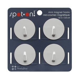 Three By Three Mini Magnet Hooks White 4 Pack