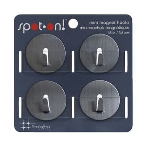 Three By Three Mini Magnet Hooks Stainless Steel 4 Pack