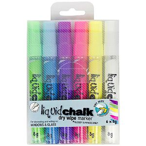Texta Liquid Chalk Markers Bullet Tip Assorted 6 Pack