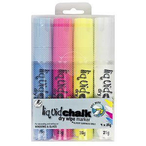 Texta Liquid Chalk Markers Chisel Tip Assorted 4 Pack