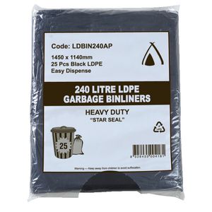 Tailored Packaging All Purpose Bin Liners 240L 25 Pack Black