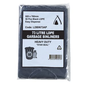 Tailored Packaging All Purpose Bin Liners 73L 50 Pack Black