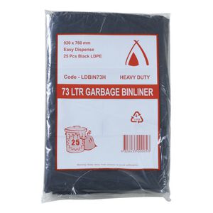 Tailored Packaging Heavy Duty Bin Liners 73L 25 Pack Black