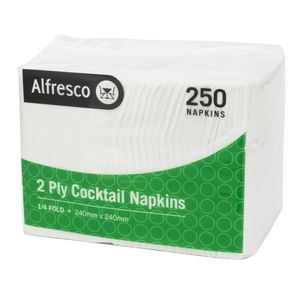 Alfresco 2 Ply Cocktail Napkins White 250 Pack