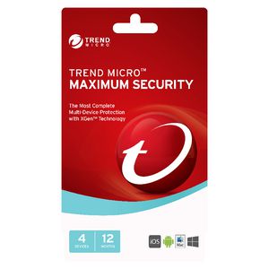 Trend Micro Maximum Security 4 Devices 12 Months Card