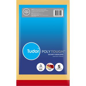 Tudor PolyTough Tamper Evident Envelopes Gold 220x320 5 Pack