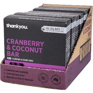 Thankyou Muesli Bar Cranberry and Coconut 6 x 6 Pack