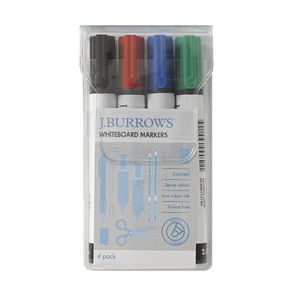 J.Burrows Whiteboard Makers Bullet Assorted 4 Pack