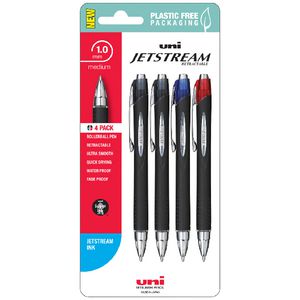 Uni Jetstream Retractable Rollerball Pen Assorted 4 Pack