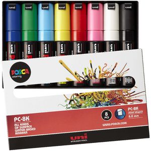 Uni POSCA PC-8K Poster Markers Assorted 8 Pack