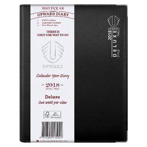 Upwards Deluxe A5 Week to View 2018 Diary Black