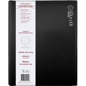 Upwards Deluxe A4 Week to View 2018 Diary Black