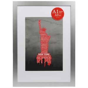 Poster Frame A1 with A2 Opening 5 Pack Silver