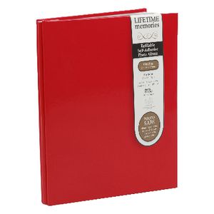 NCL 20 Black Page Refillable Self-Adhesive Photo Album Red