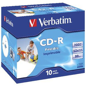 Verbatim CD-R 700MB 52x White Wide Inkjet 10 Pack