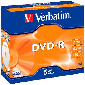 Verbatim DVD-R 4.7GB 16x Jewel Case 5 Pack