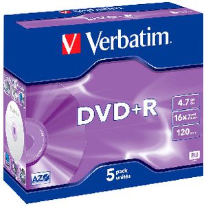 Verbatim DVD+R 4.7GB 16x Jewel Case 5 Pack
