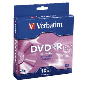 Verbatim DVD+R 4.7GB 16x White Inkjet 10 Pack