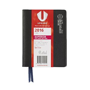 Upward Superior B6 Week to View 2016 Diary Black