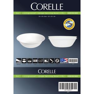 Corelle Livingware Large Bowls 1.9L 3 Pack Frost White