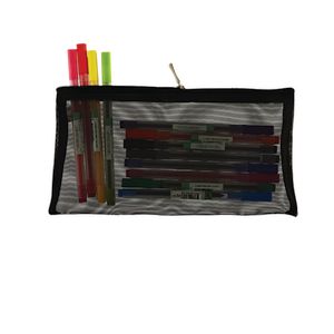X Flat Mesh Pencil Case Large Black