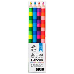 Yoobi Jumbo Colour Stripe Pencils 4 Pack Multi-coloured