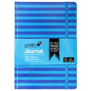Yoobi A5 Hard Cover Journal Stripe Blue 72 Page