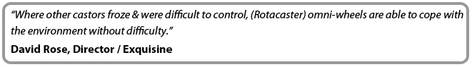 Rotacaster omni-wheels offer increased manoevrability