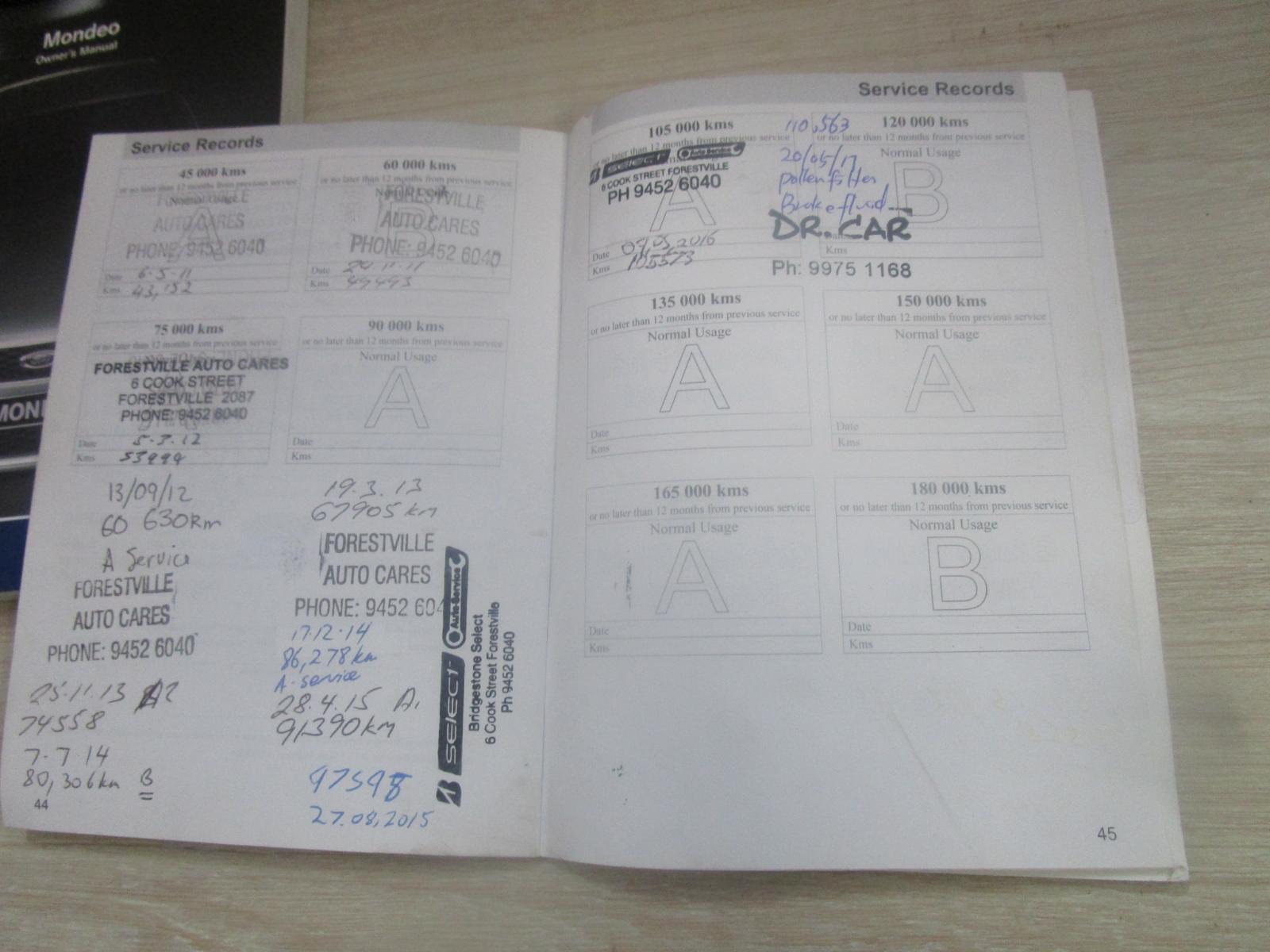 View Auto part Owners Handbook Ford Mondeo 2012