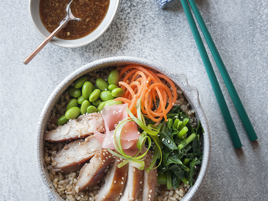 Pickled Ginger & Teriyaki Chicken Brown Rice Bowl