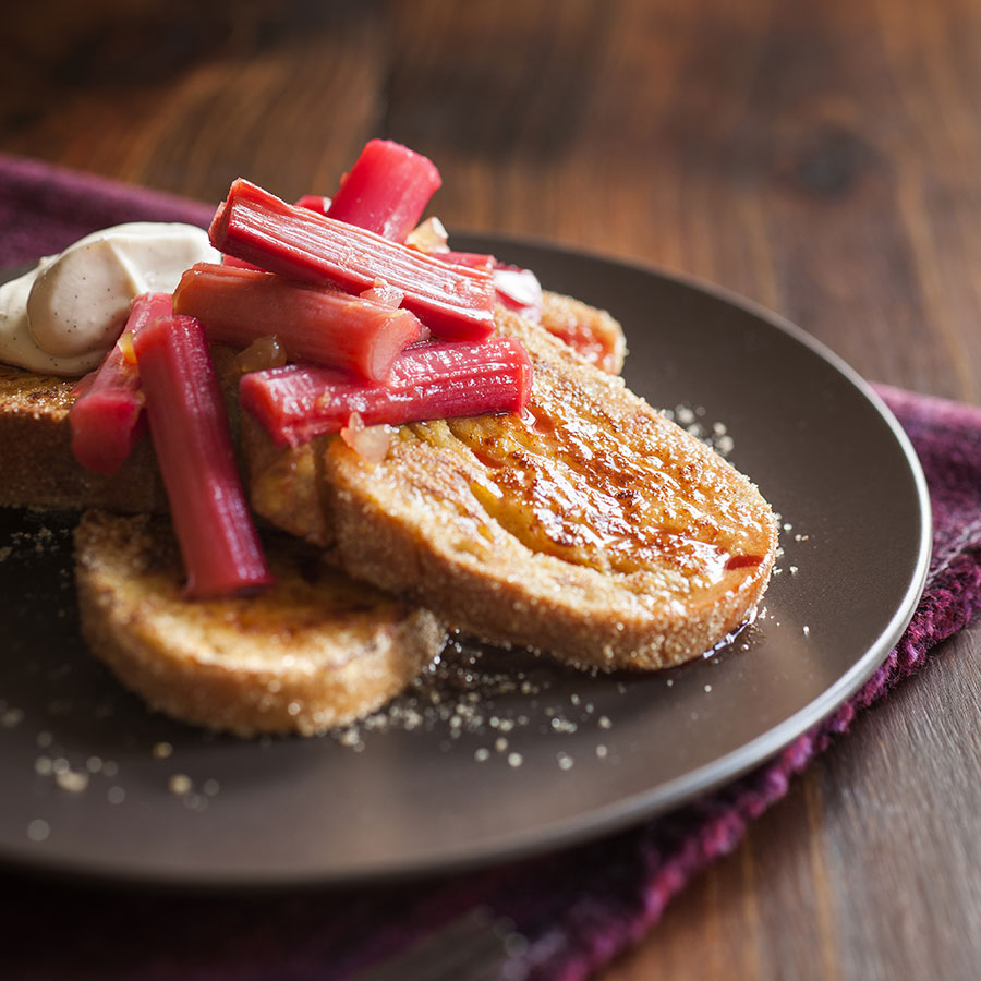 Spiced French Toast with Roasted Rhubarb