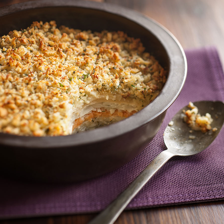 Sweet Potato, Celeriac, Parsnip & Potato Gratin