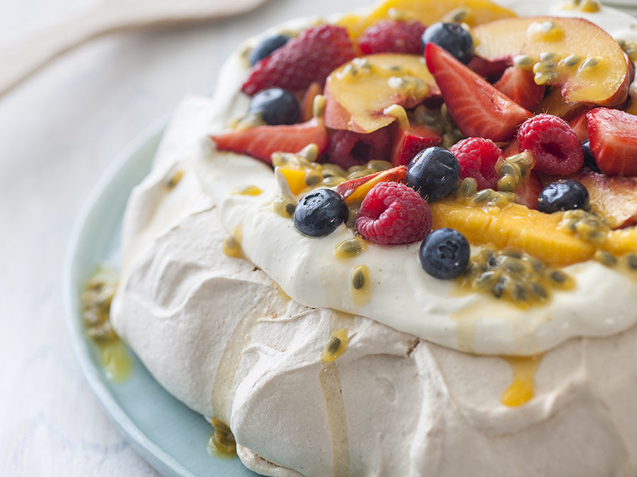 Lemon pavlova with summer fruits