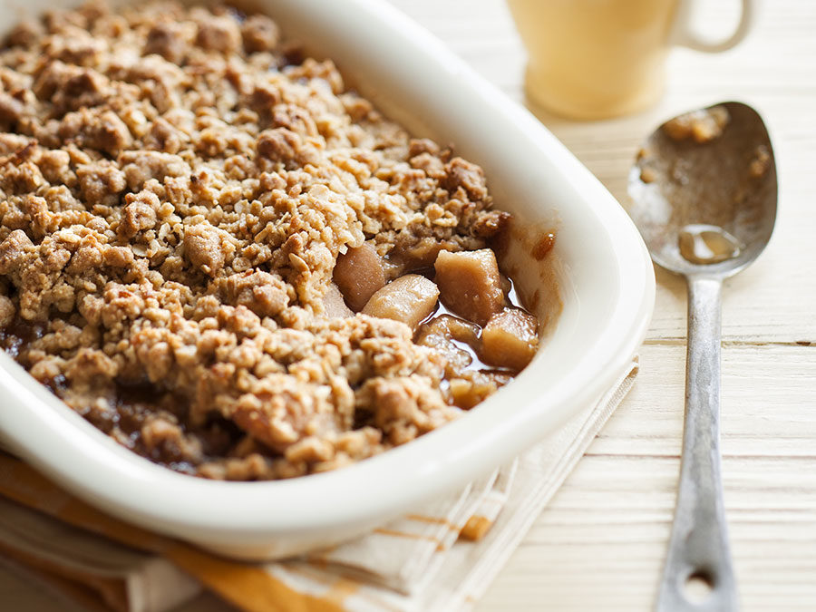 Caramelised pear & ginger crumble