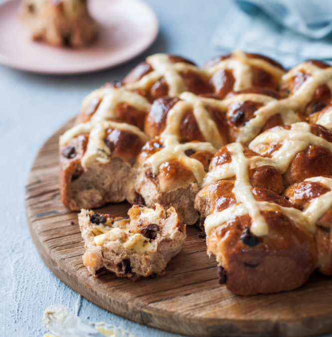 Spiced Pear & Chocolate Hot Cross Buns