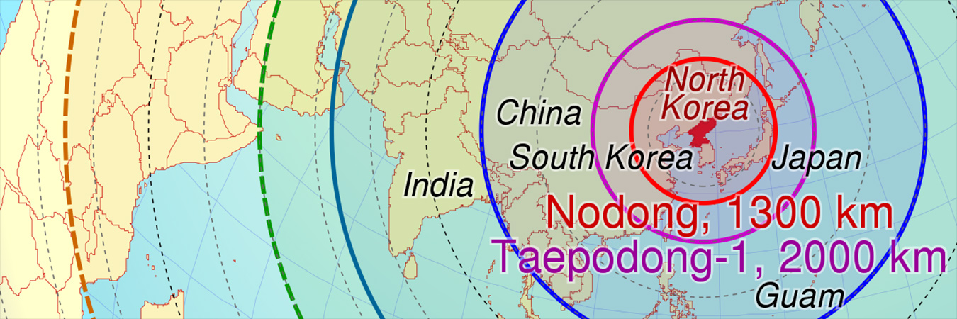 North Korean Missile Range. Image: Wikimedia.