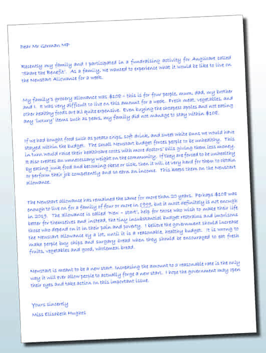 Share the benefit letter