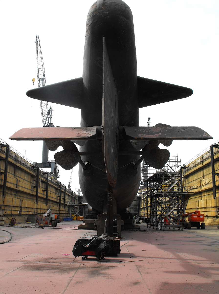 Astern of Onslow, looking fro the dock floor