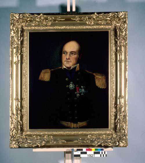 Framed portrait of Sir John Franklin prior to my restoration treatment