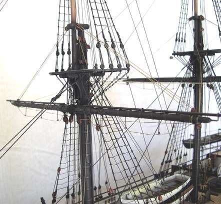 Close-up of the yard arms