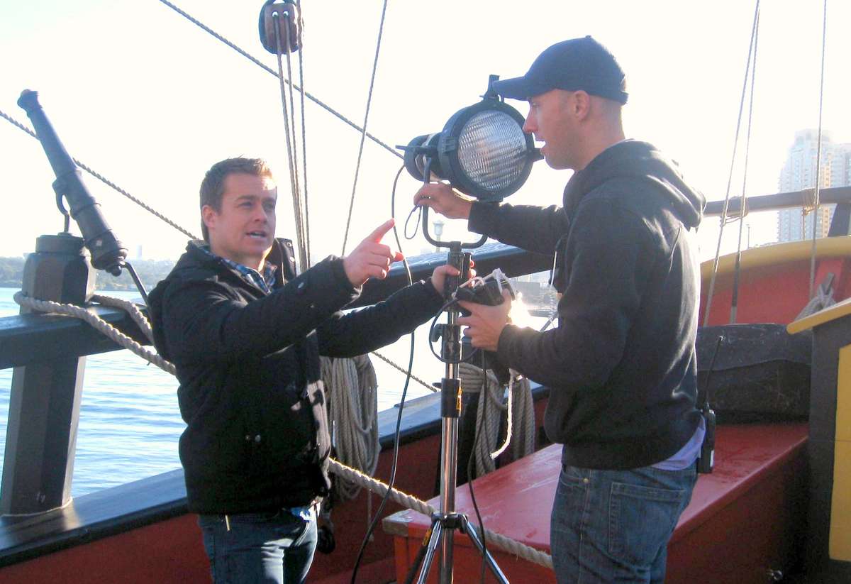 Grant Denyer from Sunrise on HMB Endeavour